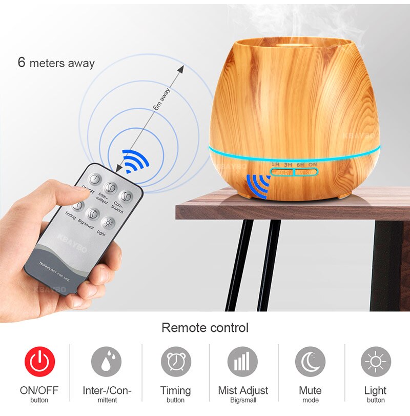 550ml wifi Electric Aroma air diffuser wood grain Ultrasonic air humidifier Essential oil Aromatherapy cool mist maker for home