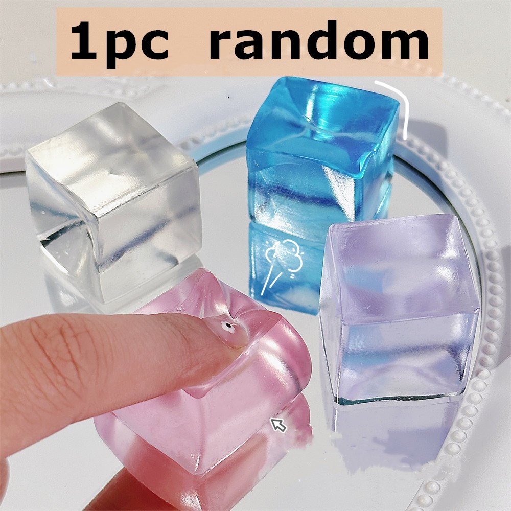Fidget Toy Mini Squishy Toys Mochi Ice Block Stress Ball Toy Kawaii Transparent Cube cat paw fish Stress Relief Squeeze Toy