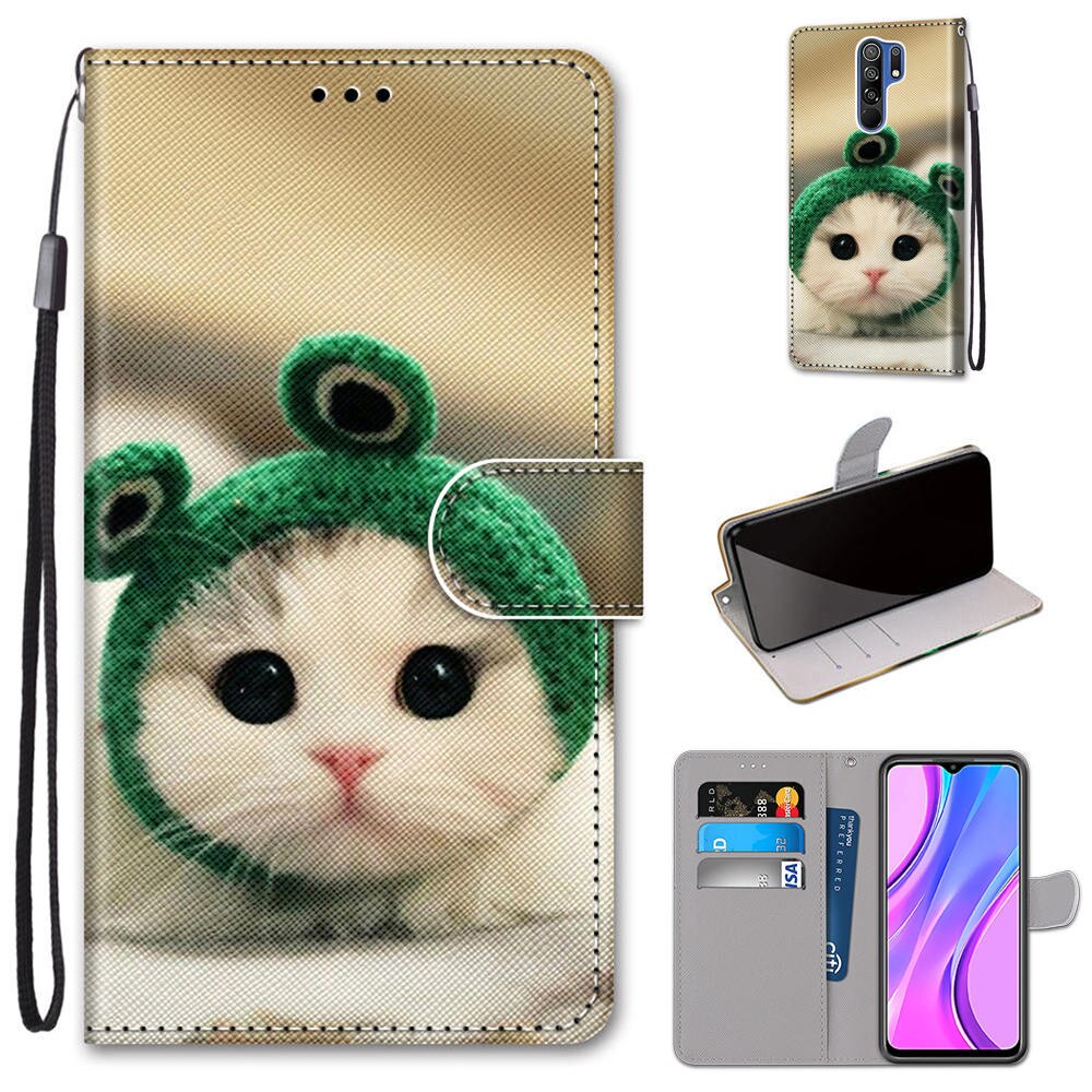 Custodia per Xiaomi Redmi 9 custodia Flip portafoglio in pelle custodia magnetica per Xiaomi Redmi 9 Redmi 9 custodie per libri Cute Anime Cat Fundas Bag: 15