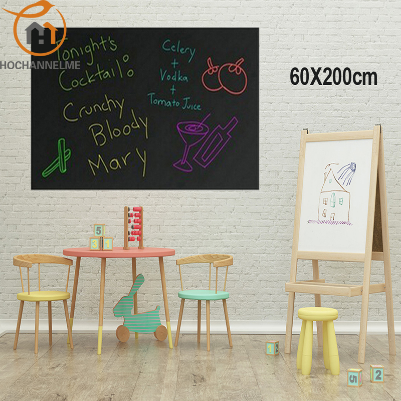 Pegatinas de pared para habitaciones de niños, pegatinas de pizarra para niños, juguete de dibujo, pizarra de vinilo de 60x200CM