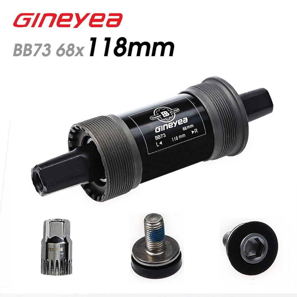 Gineyea Bike Bottom Bracket 116 118 120 122.5 127.5 mm Crank Axis Quare Hole MTB Bicycle Parts BB FOR Square Tapered Spindle C: 118mm