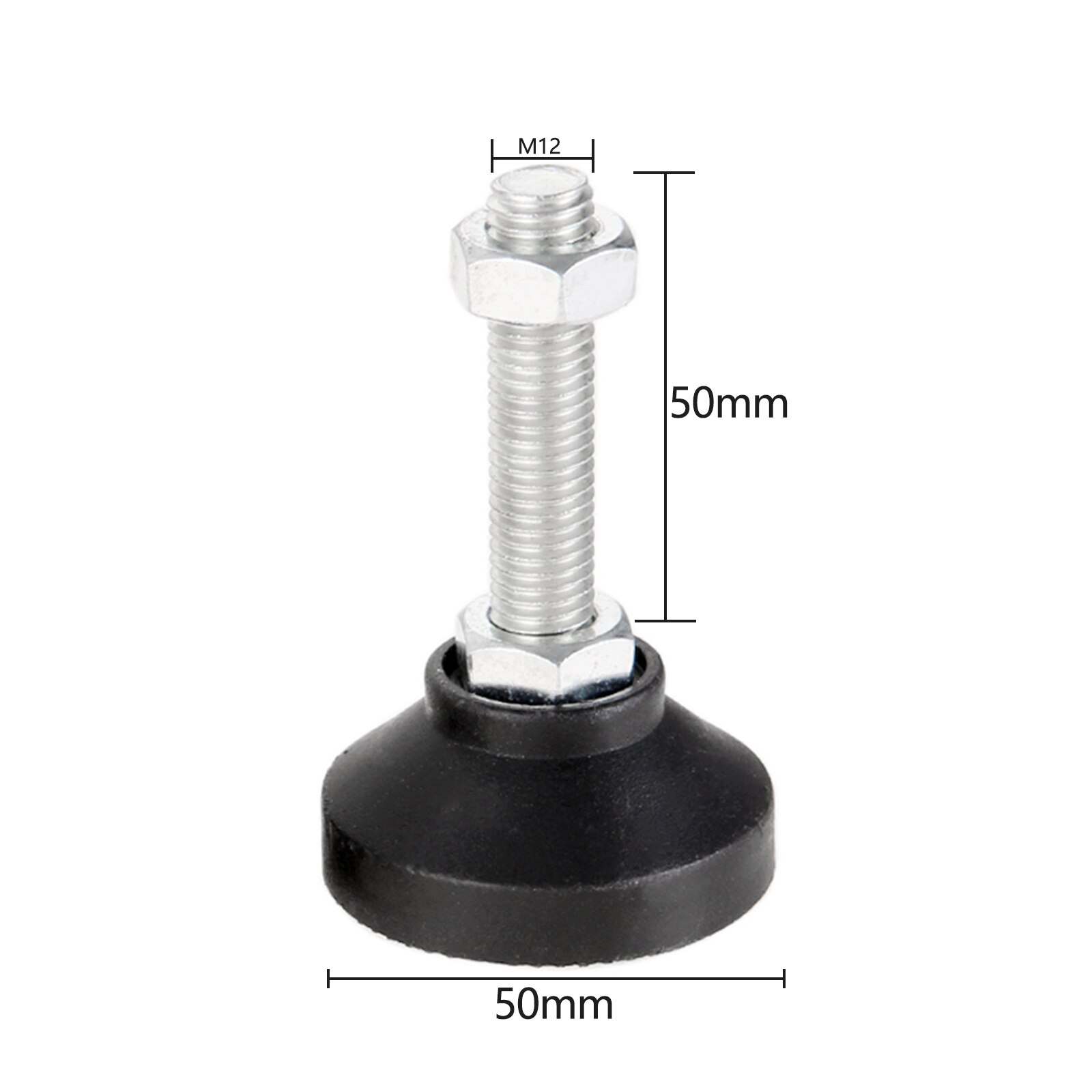 4 Pcs Adjustable Levelling Feet Swivel Base Furniture Glide Pad Adjusting Foot M8 M10 M12 M14 M16 Threaded Screw in Height: 50XM12X50(DXMXH) 4pc