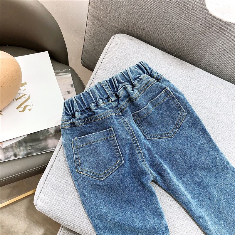 Gooporson Kids Jeans Girls Fall Broken Hole Sequins Denim Pants Korean Little Children Trousers Autumn Girl Costume