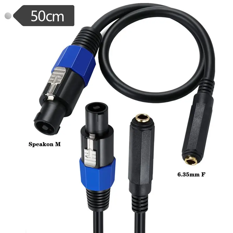Câble de haut-parleur Speakon mâle femelle à 6.35mm TS Mono coude à 90 degrés OD8.0mm cuivre pur 0.6m2