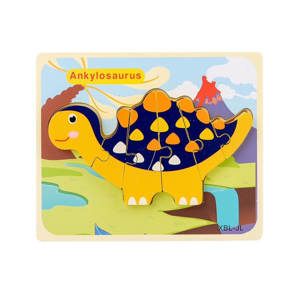 Kids Wooden interesting Puzzle Children's Desktop Assembled Dinosaur Puzzle Kids Three-Dimensional Training Toy: C