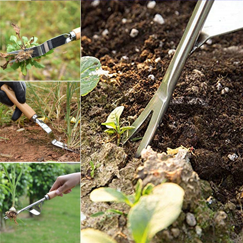 Herramienta de mano para desbrozar y plantar mango de madera para cultivar extractores, utensilios de desbrozadora Manual para jardín