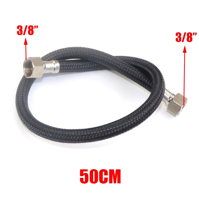 Bathroom Toilet Plumbing Hose Pipe Flexible Nylon Water Mangueira 1/2&quot; 3/8&quot; High Pressure Faucet Black Manguera Tap Accessories: 50CM