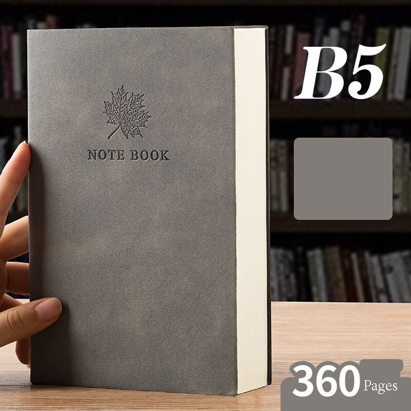 A5/B5 Notebook Horizontal Line Extra Thick Notepad Business Diary Record Book Soft PU Leather Notebook time management planner: B5-Gray