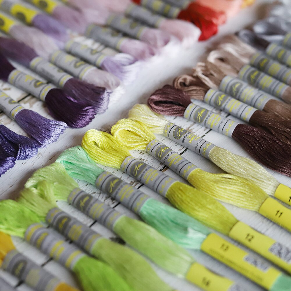 35 DM*C Colors Cotton Floss Cross stitch Embroidery Thread 6 Strands Double Mercerized Singed Egyptian Long Fiber Cotton