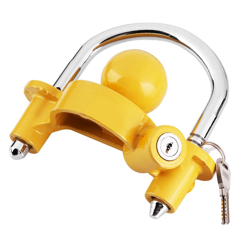 Universal Heavy Duty Hitch Lock Boat Motorcycle Caravan Trailer Ball Coupler Lock Height Adjustable Motor Anti-Theft Lock Yellow