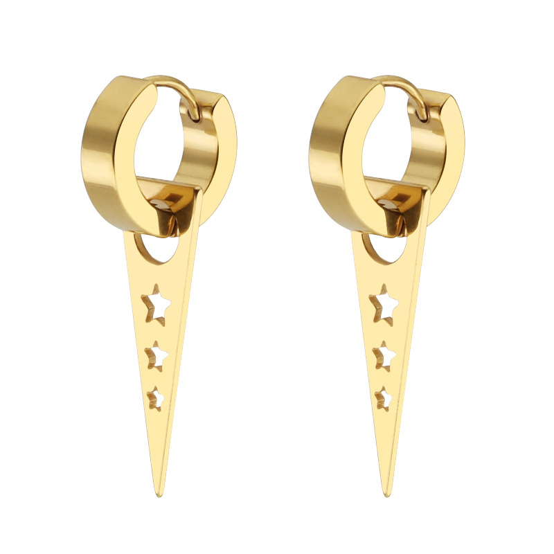 Pendientes colgantes en forma de triángulo para hombre y mujer, aretes de acero inoxidable, Piercing, joyería gótica, 2 unidades: Deep Purple
