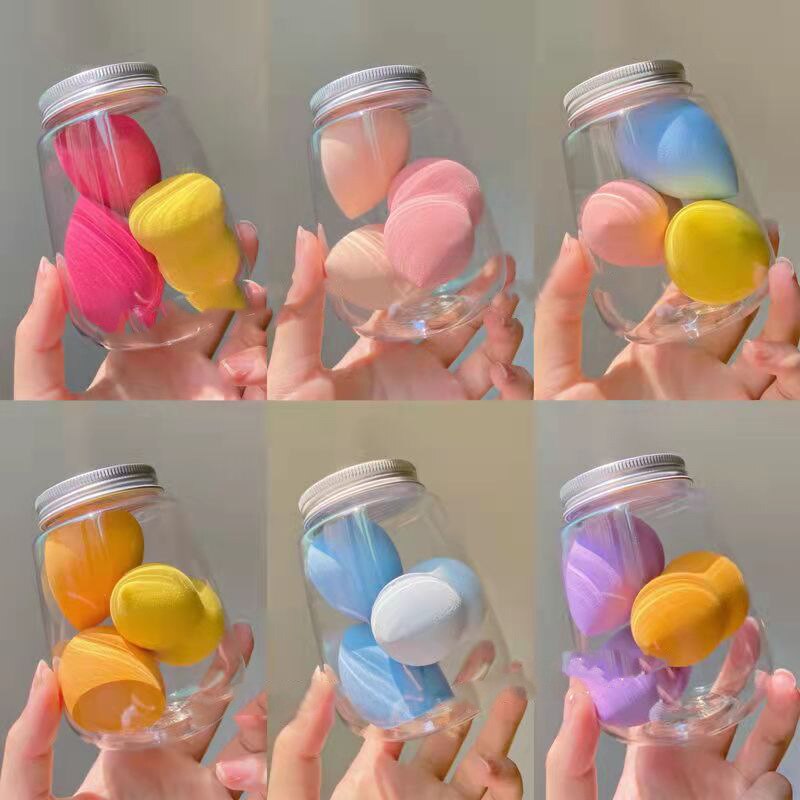 3PCS Portable Mini Makeup Puff Cosmetics Puff Canned Dry and Wet Dual-use Sponge Powder Puff