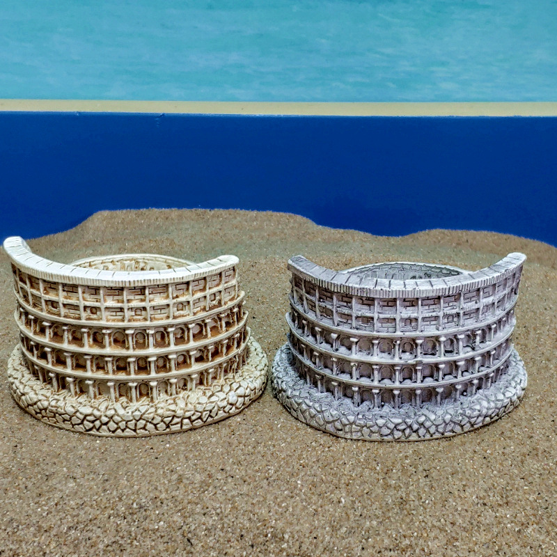 Simulation Ancient Rome Colosseum Resin Mini Statue Sand Table Building Desktop Decoration Classical Architecture Sculpture
