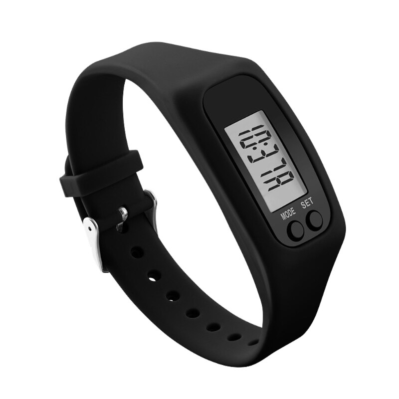 Display Fitness Gauge Step Tracker Sports Smart Wrist Watch Bracelet LED Pedometer Run Step Walking Calorie Counter: black