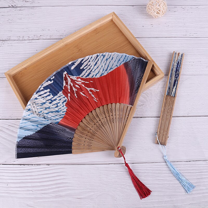 Zijde Hand Fan Mount Fuji Kanagawa Golven Japanse Vouwen Ventilator 1Pc Pocket Fan Bruiloft Accessoires Decoratie Event Supplies