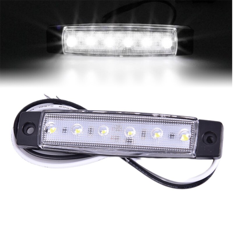 Indicador lateral de camión, Bombilla de señal intermitente LED de 12V y 24V para coche, camión, remolque, luz de advertencia trasera, luces de freno, 1 ud.: Blanco