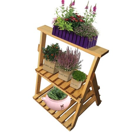 Flower Pot Planter Stand Folding Wooden Flower Pot