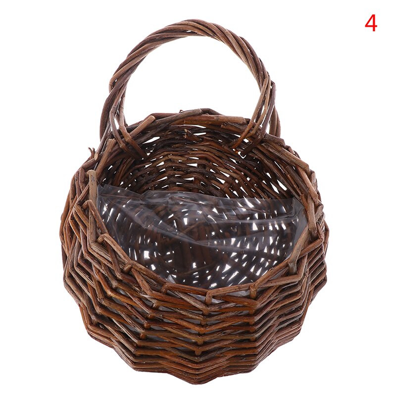 Blomster planter væg hængende flet rattam kurv have vin pot indendørs planter holder 4 farver: P4