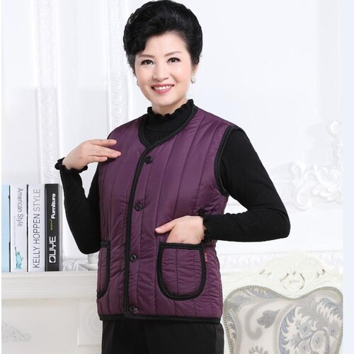Billig höst vinter dam casual kvinnlig snygg varm väst ytterkläder mw .57: Violett / Xl
