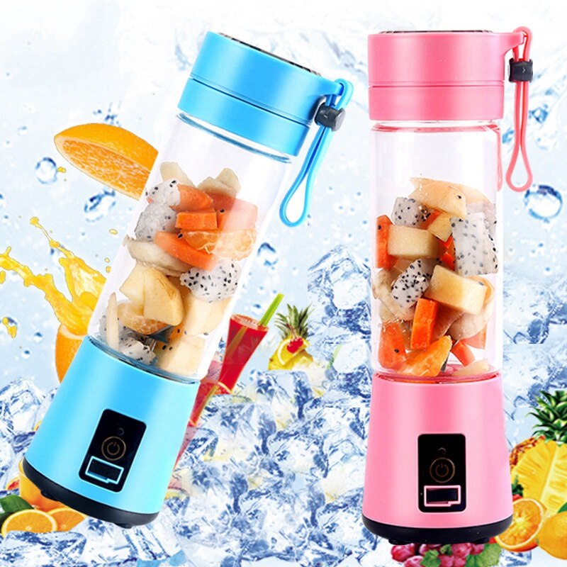 AD-420Ml Portable Juicer Glass Bottle Juicer USB Rechargeable 6 Blades Juicer Smoothie Blender Machine Mixer Mini Juice Cup