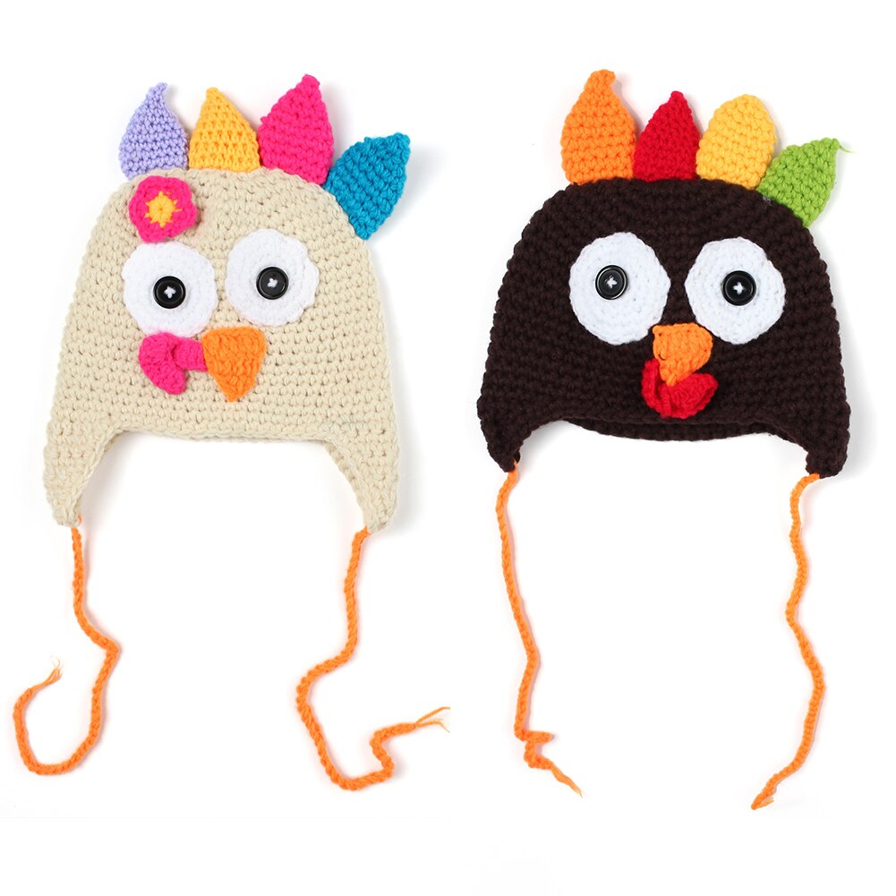 Pigtail kasket håndlavet varm fotografering rekvisitter sød baby spædbarn med fletninger kalkun strikket børn hue thanksgiving hat