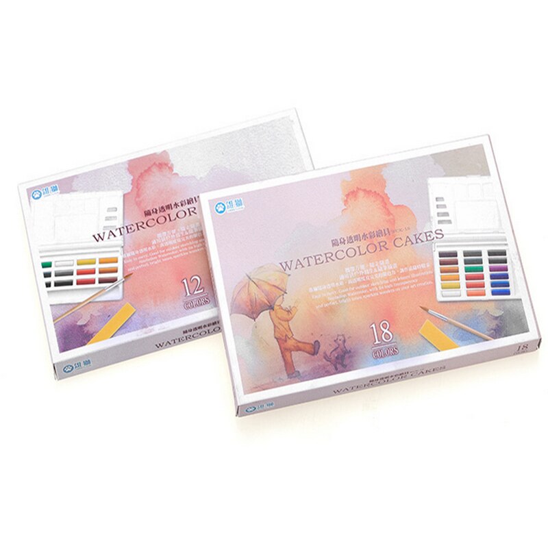 12/18 Kleuren Aquarel Pigment Set Aquarel Student Handgeschilderde Draagbare Schilderij Set Voor Schilderen Kunst Levert
