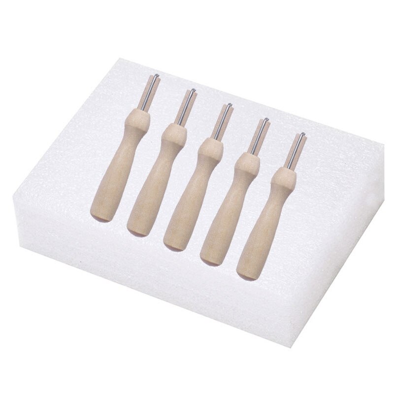 6 stuks vilten wollen vilt stof gereedschap houten handvat houder prikpapier chip vingerbed vilt handwerk wollen vilt gereedschap mat: Default Title