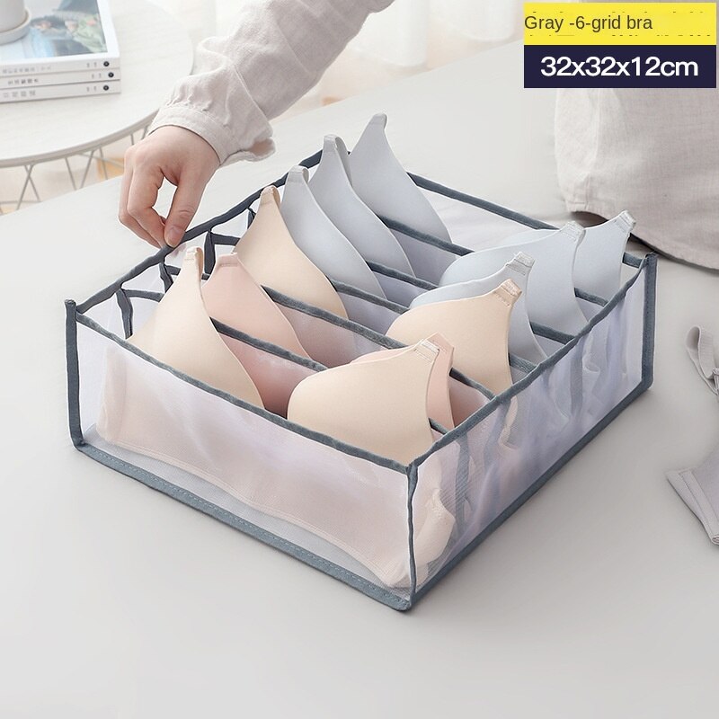 Unterwäsche Organizer Kleidung Schränke Kasten Wandschrank Zimmer Organisatoren Faltbare Schublade Heimat Organisation Unterwäsche Socken Lagerung Boxs: grau 6 Netz