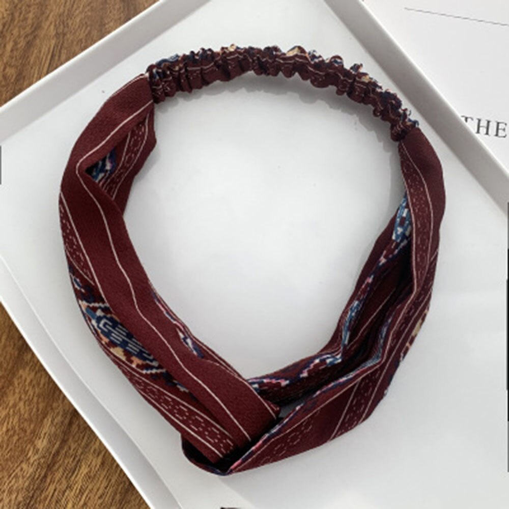 Headband Cross Knotted Bow Chiffon Floral Hair Band Korea Headdress Women Hair Accessories Girls Hairband: 17