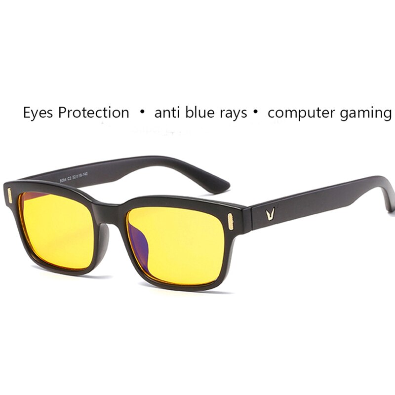 Gafas de ordenador con rayos azules para hombre, lentes de radiación con pantalla, de , para oficina y juegos, con bloqueo UV: Matte black yellow