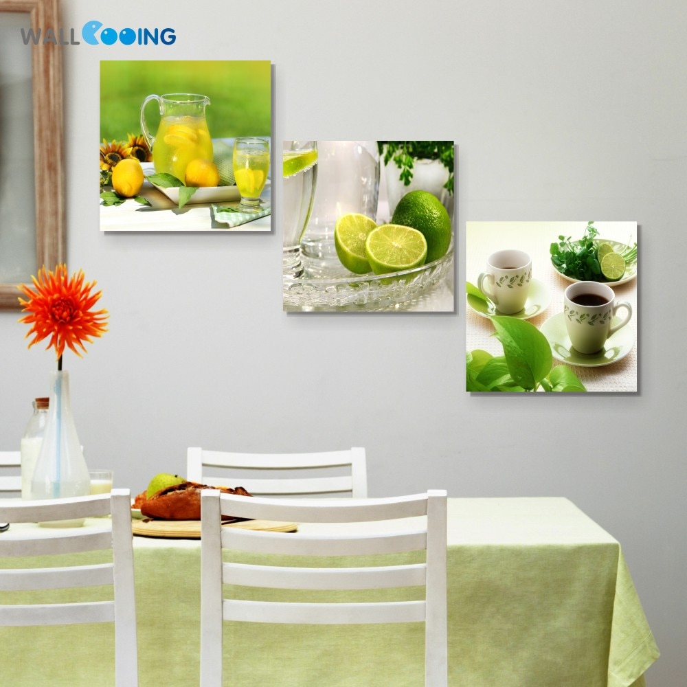 canvas decorative painting wall art painting green fruit Fruit plate pictures Kitchen restaurant decorative painting summer