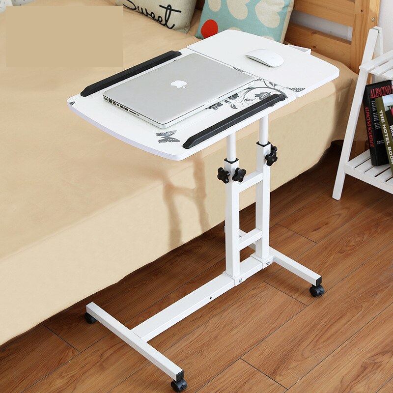 Foldable Computer Table Adjustable &amp;Portable Laptop Desk Bed Table Lifted Standing Desk With Keyboard: White