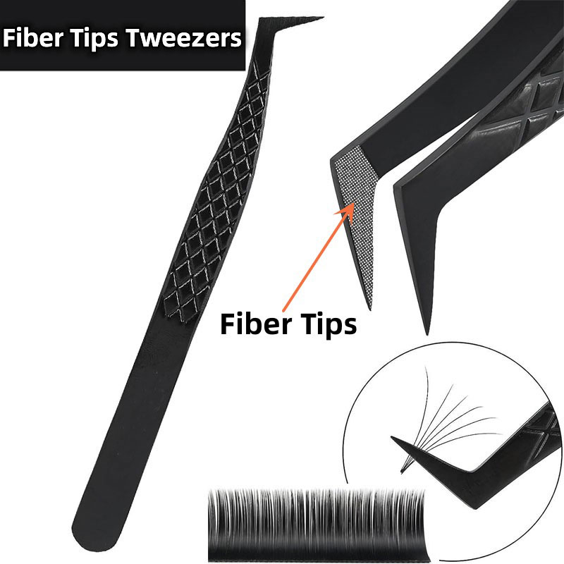 Pinzas para pestañas postizas con punta de fibra precisa para extensión de pestañas, pestañas de visón de Mega volumen, herramientas de maquillaje para artistas con aislamiento de botas para fanáticos