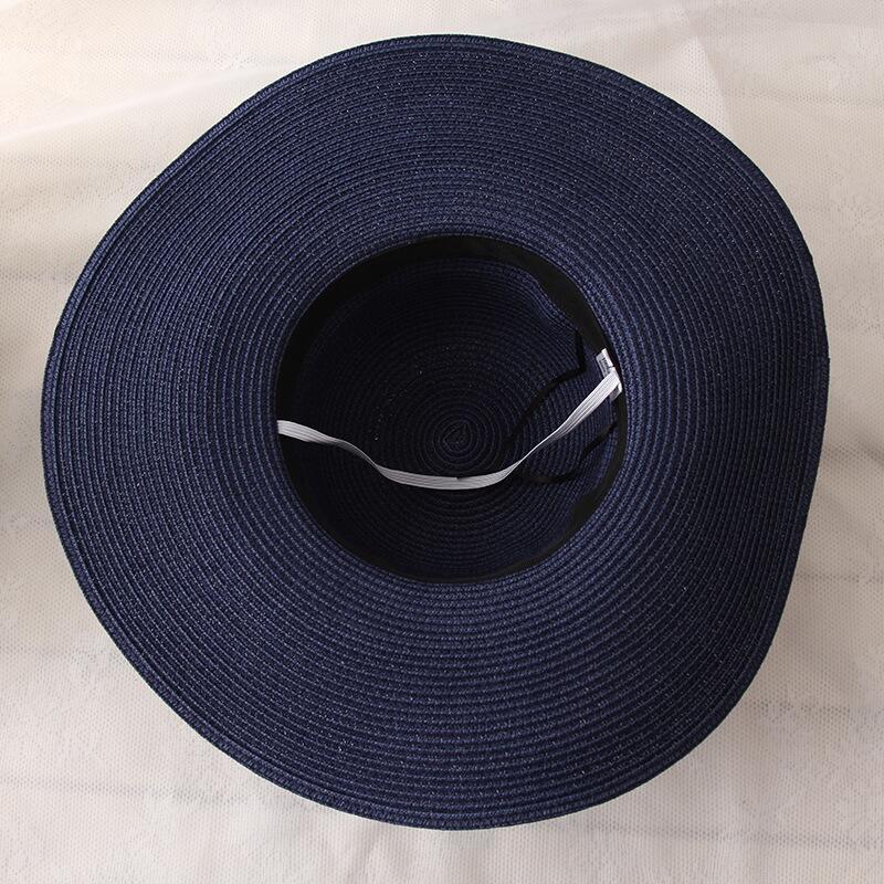 summer straw hat women big wide brim beach hat sun hat foldable sun block UV protection pearl panama hat bone chapeu feminino