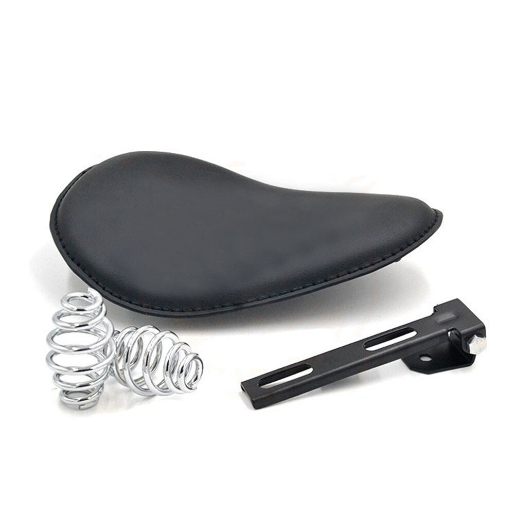Asiento universal modificado para Harley, asiento individual de cuero con resorte, para motocicleta, Retro: Negro