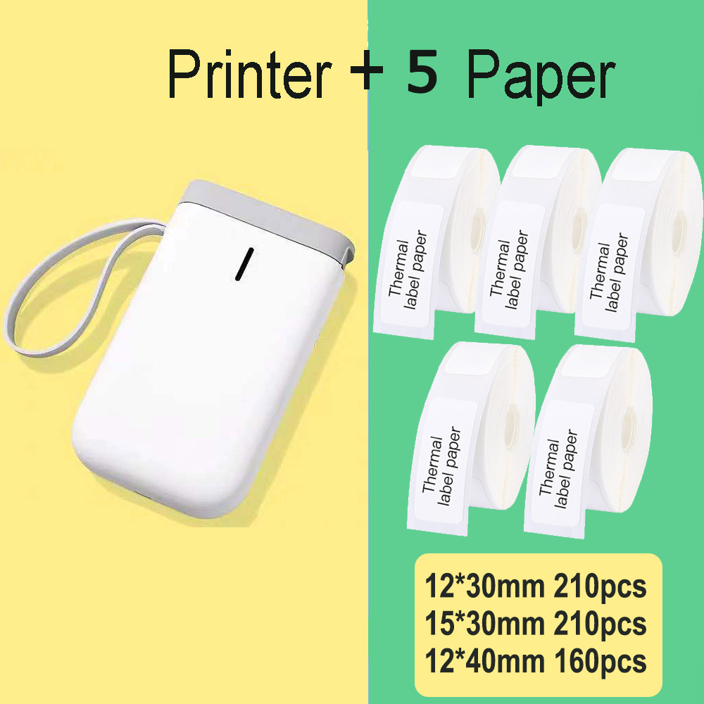 Mini langaton tarratulostin kannettava taskutarratulostin kannettava bluetooth lämpötarratulostin kotikäyttöön toimistotulostin  d11: Tulostin 5 paperivalkoinen