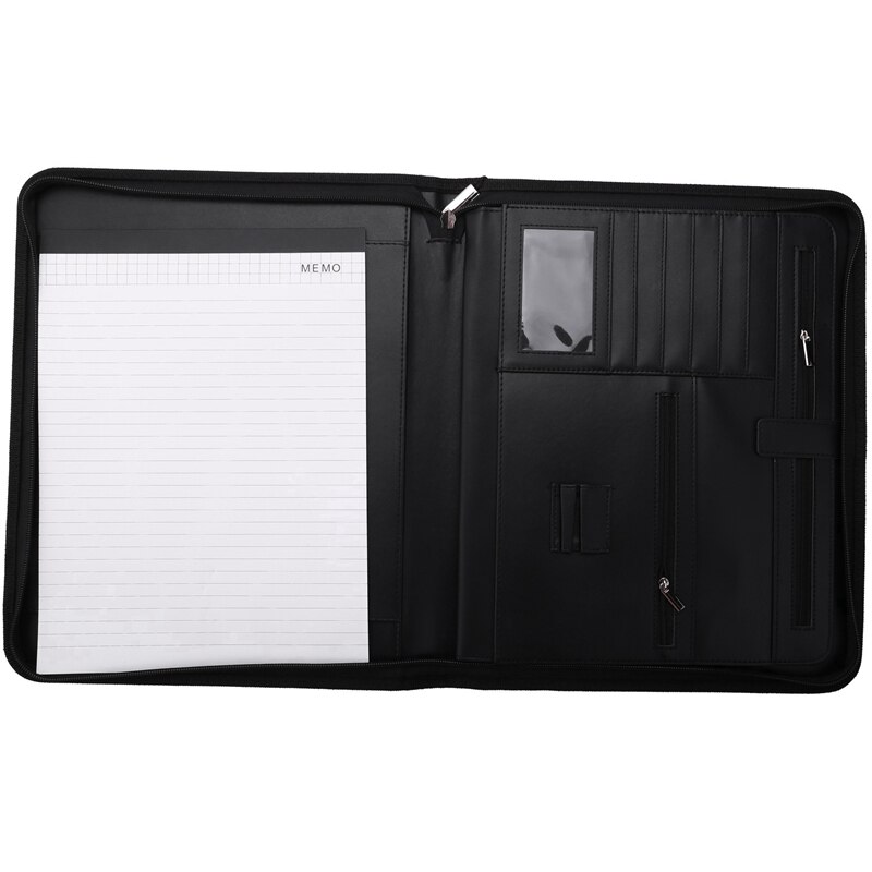Vegan Leather Folder Zippered Closure Portfolio for Business IPad/Table and Card Interview Resume Binder