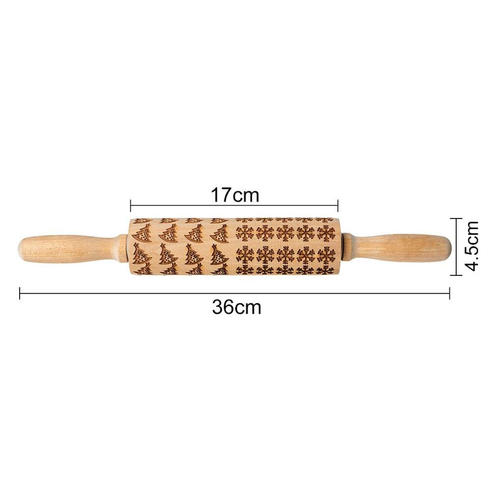 3D Christmas Rolling Pin Wooden 29 Patterns Embossed Imprinted Patterned Cookie Made Roll Pin Bakery Baking Pastry Tools
