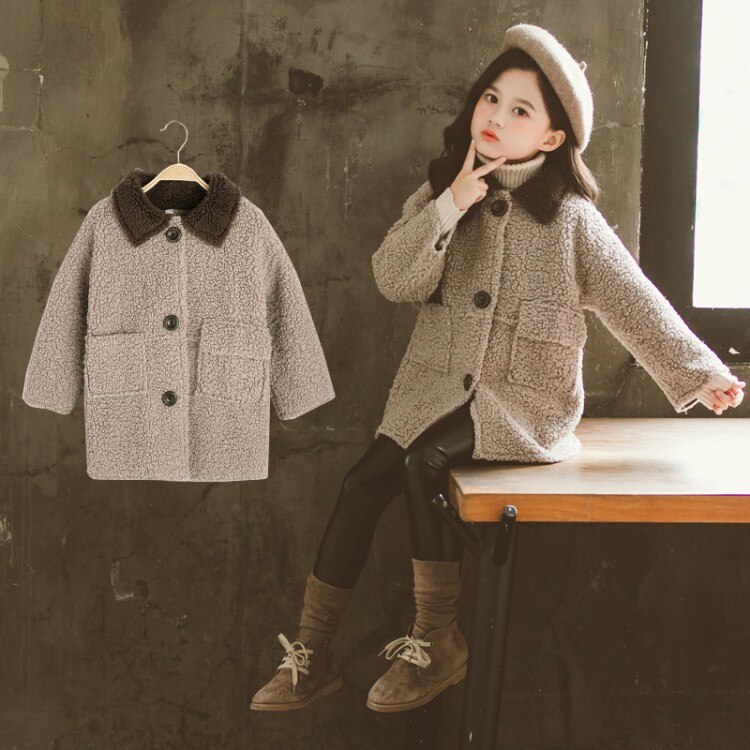 Altay-abrigo grueso de terciopelo para niña, abrigo grueso con cuello vuelto de forro polar, abrigo cálido y amigable con la piel, novedad de , Otoño/Invierno: Chocolate / 150cm