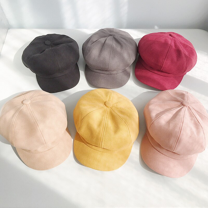 Gorro octogonal de algodón de otoño, gorros de boina para mujer, gorras estilo vendedor de periódicos lisas, boinas de estilo británico para mantenerse para mujer