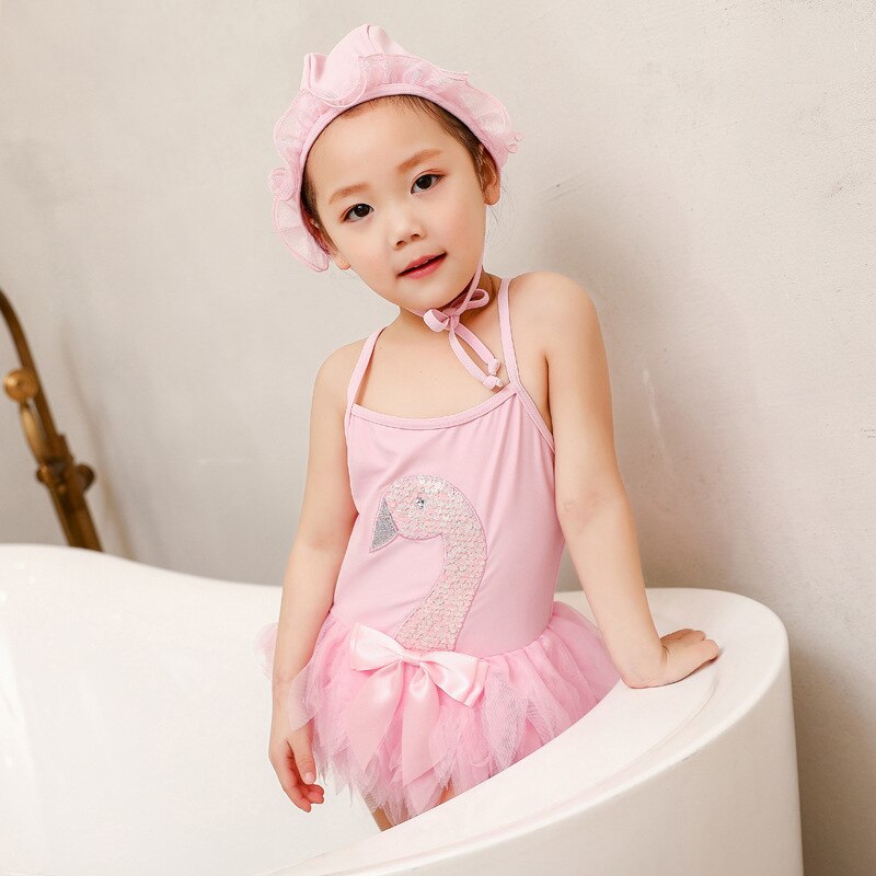 , bañador para niñas pequeñas, falda de Ballet para niñas con gorro de natación, 2 uds, traje de baño para niños, traje de baño bonito de una pieza,