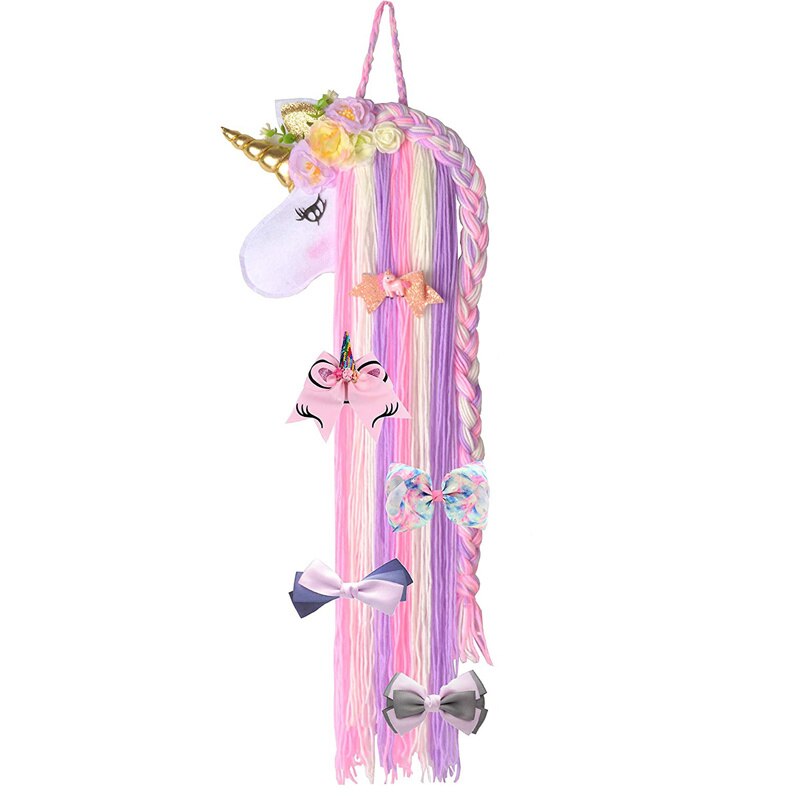 Cute Unicorn Storage Hanging Wall Headwear Hairpin Storage Organizing Strip Rainbow Cloud Hair Clip Hairband Organiz Home Decor