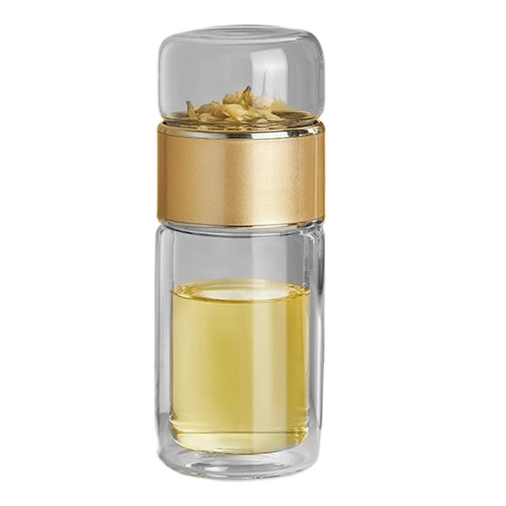 Botella de infusor de té de viaje, botella de agua de viaje a prueba de fugas, botella de té de separación de té y agua para té suelto, flor, hogar