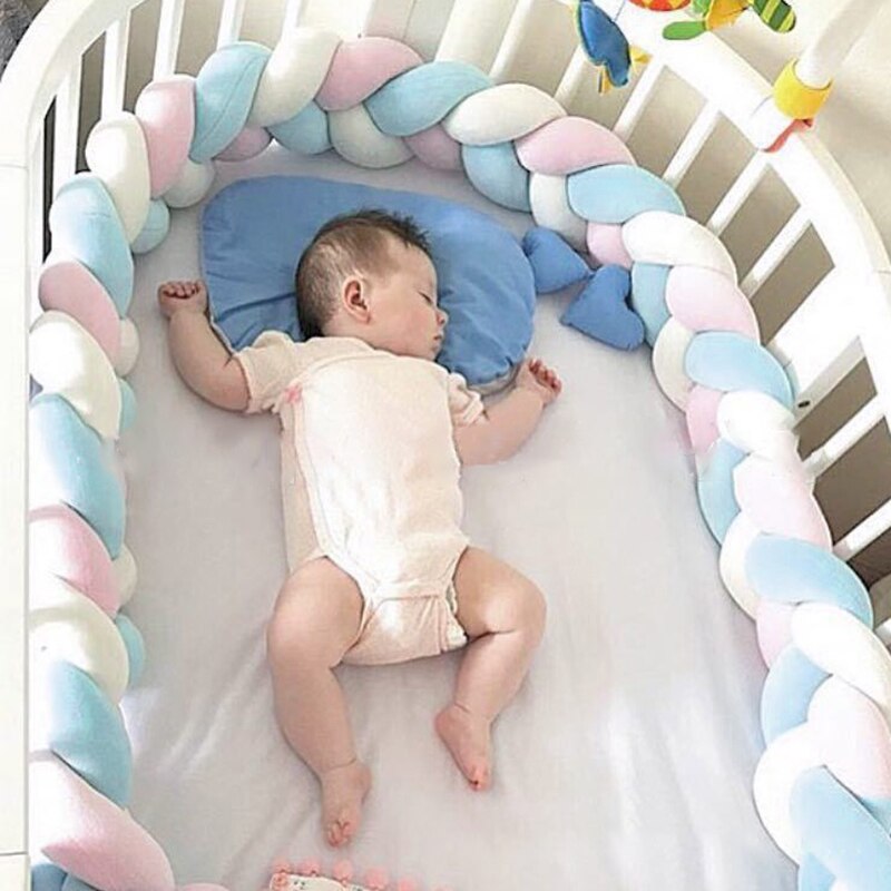 Łóżeczko dla dziecka ogrodzenie plecione paski skręcać miękka poduszka węzeł pleciony osłona robić łóżeczka pościel poduszka ręcznie tkane skręcać łóżko robić łóżeczka