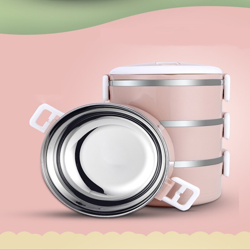 Container Stainless Steel Thermal Lunch Box Layers Sealed Grid Hidden Hand Tableware Students Adult Lunch Box