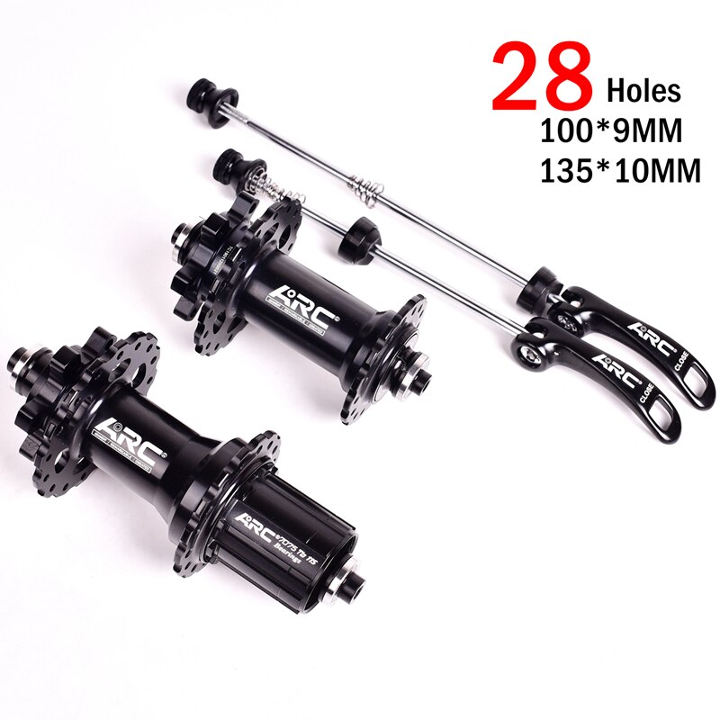 Mtb Mountainbike Hub Quick Release Set Fiets Hub Arc Fiets Hubs Sealed Bearing 32 28 36 Gaten Schijfrem qr 4 Lagers 4 Pallen: 006 black 28h