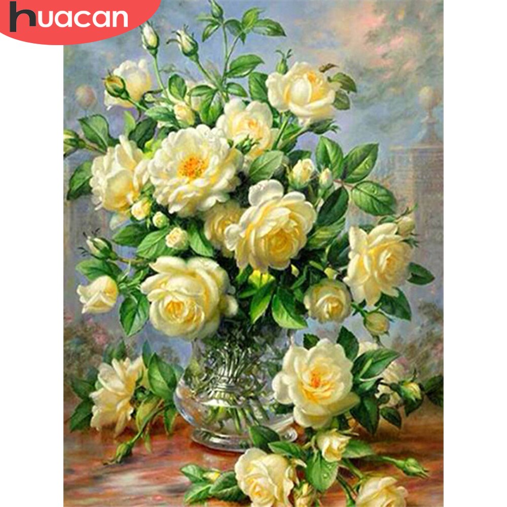 HUACAN – peinture de diamant 5D à mosaïque de pivoine, broderie de fleurs, point de croix, Kit d'artisanat, Art mural, bricolage