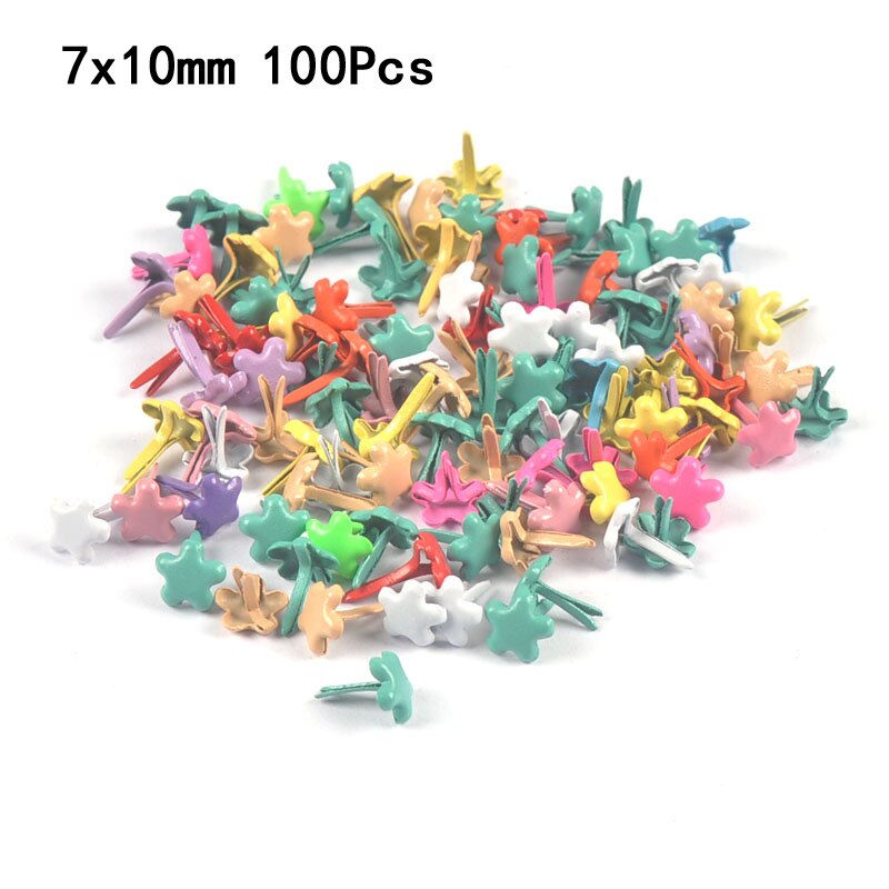 Tachuelas de Metal con forma de corazón y estrella de colores, artesanías, adornos para álbum de recortes, sujetadores, accesorios de decoración hechos a mano: C2163  100pcs