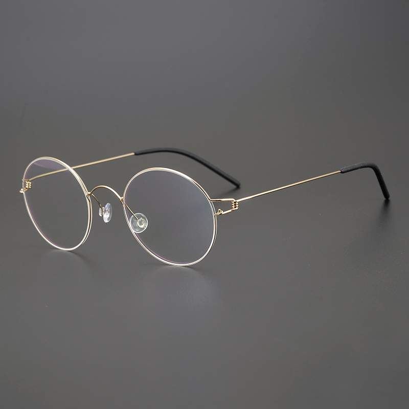 danesa, montura de gafas redonda pequeña sin tornillos para hombres y mujeres, gafas de titanio, monturas de borde de aire, gafas ultraligeras: Rojo