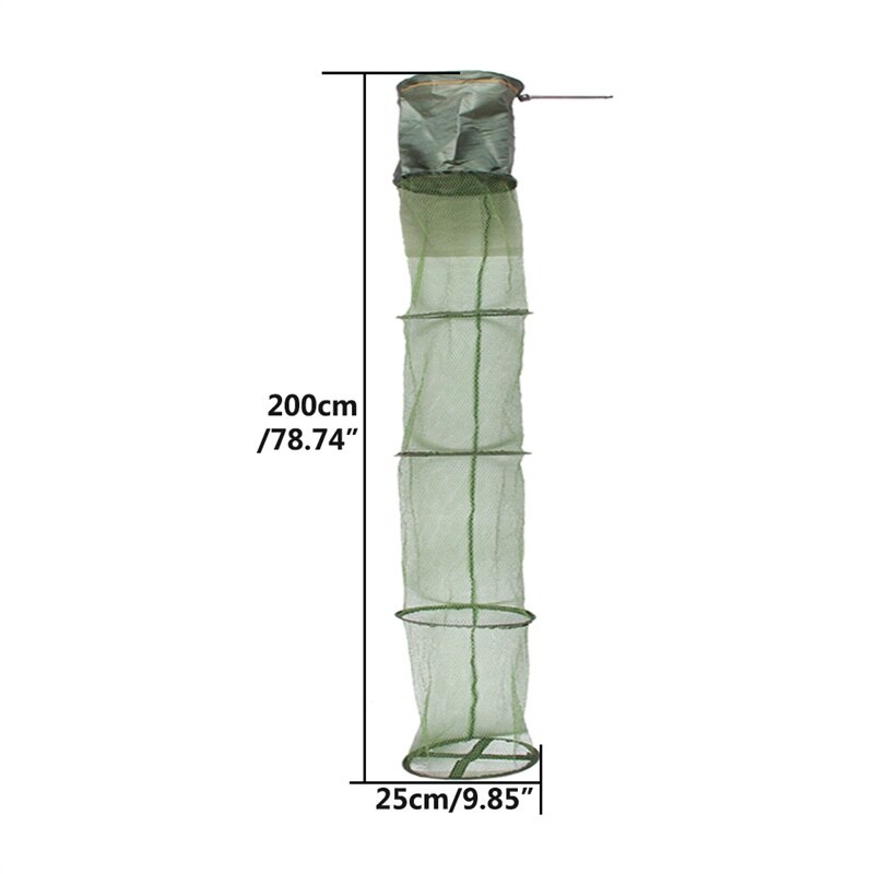 6 Sizes Fish Trap Foldable Fish Cage Fishing Net Small Large Mesh Nets Collapsible Keeping Network Durable HT49-0020: 25X200